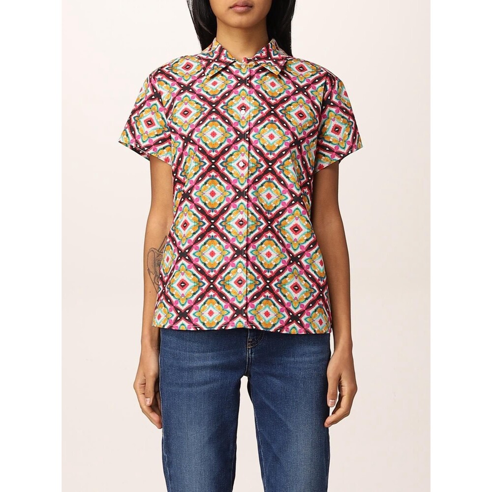 A.P.C. Rue Madame Paris Size 40 Kaleidoscope Pattern Short Sleeve Shirt Classic